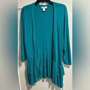 CJ Banks Long Cardigan Ruffled Sweater - Size 1X
